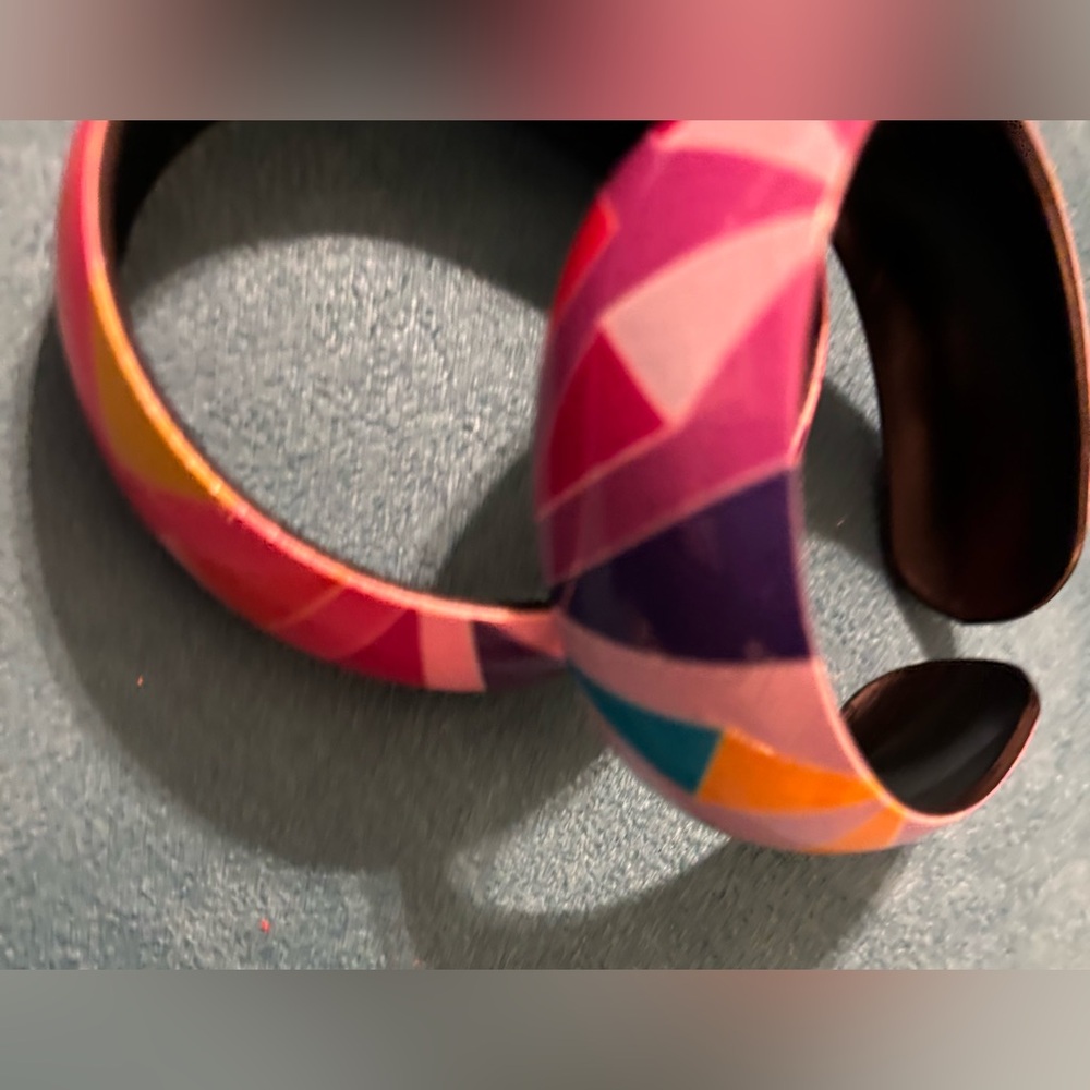 Colorful Geometric Cuff Bangle Set - Picture 6 of 14